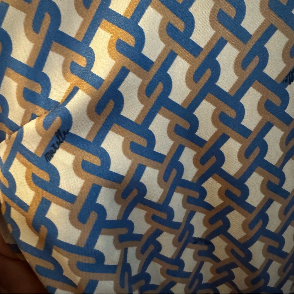MARELLA Blue and White Geometric Long Sleeve Dress - Picture 13 of 14